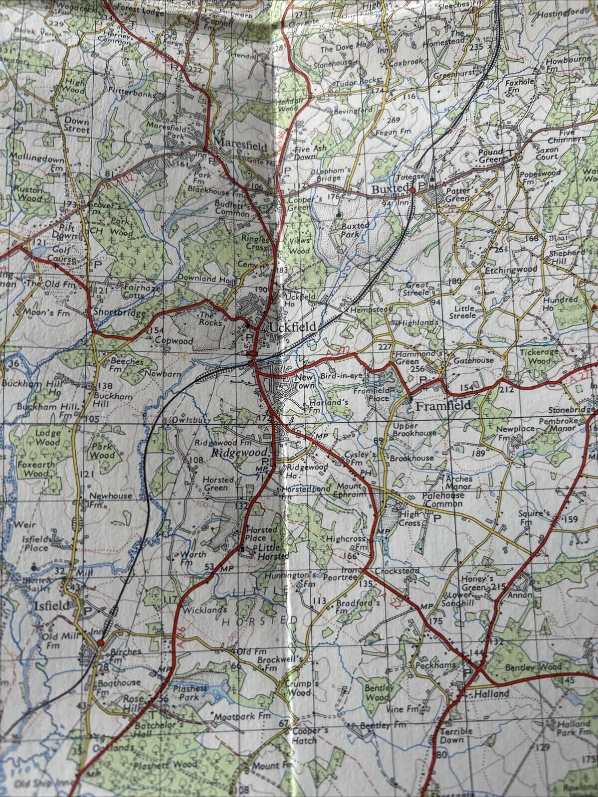 EASTBOURNE Ordnance Survey CLOTH Seventh Series Map 1 Inch 1960 Sheet 183 Battle