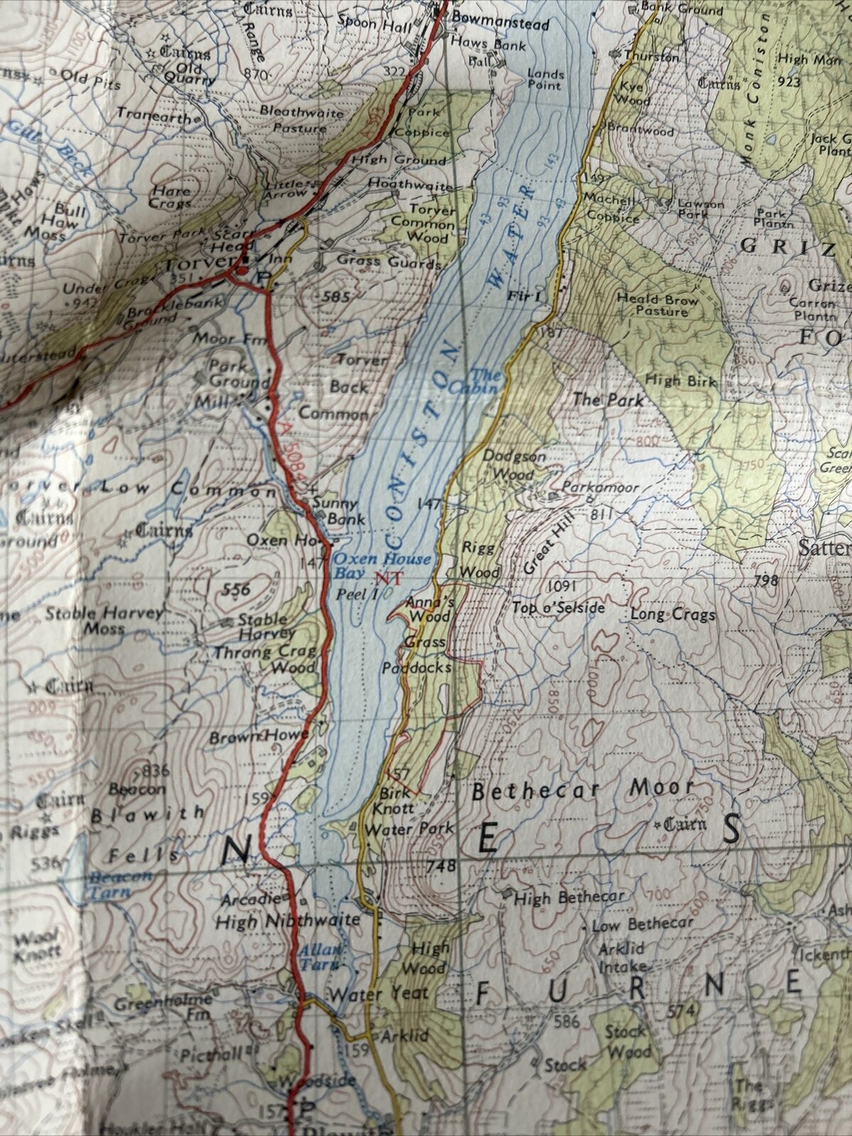 BARROW IN FURNESS Ordnance Survey Seventh Series CLOTH 1 Inch Map Sheet 88 1955