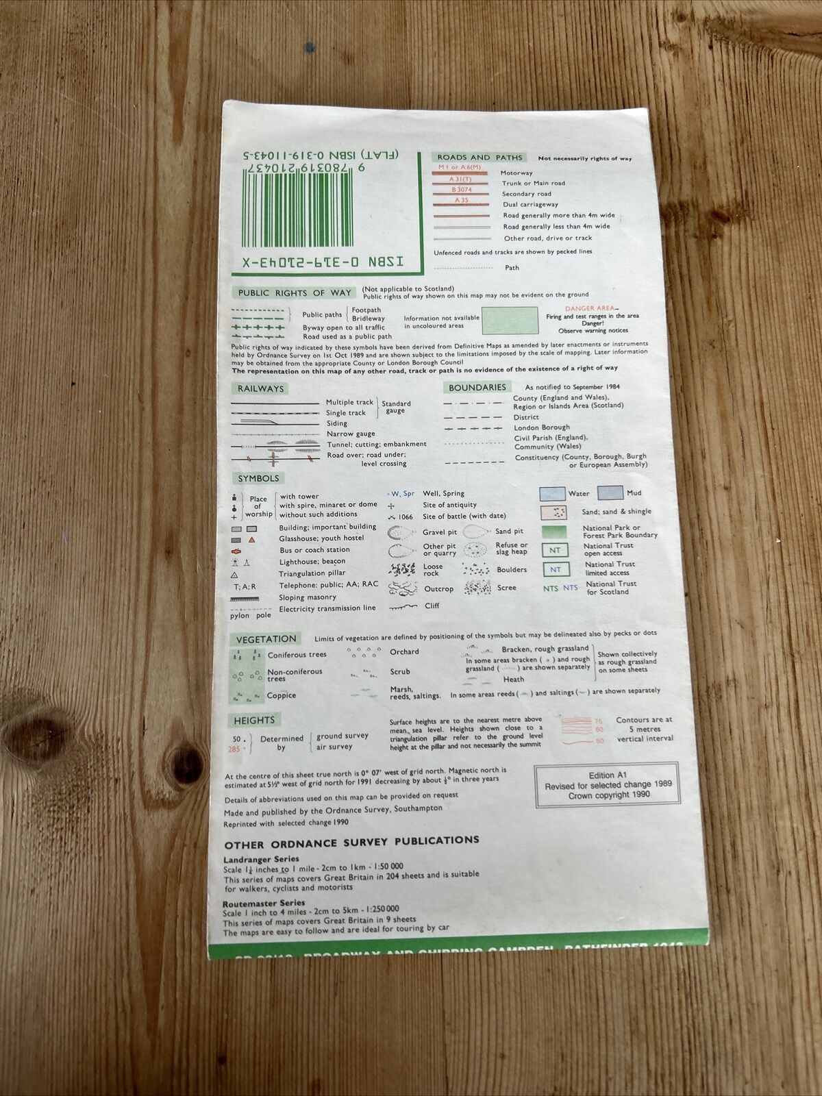 BROADWAY & CHIPPING CAMPDEN Pathfinder 1043 Ordnance Survey Sheet 1:25000 1990