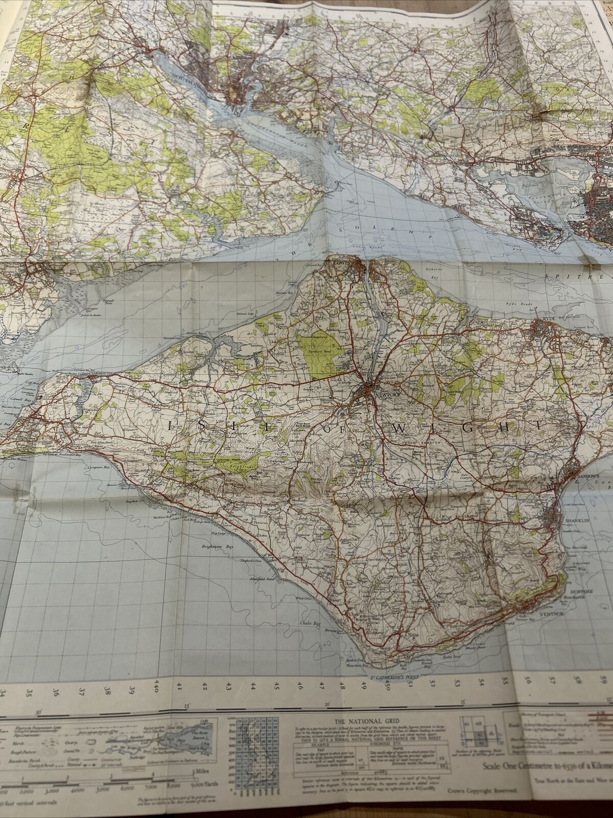 THE SOLENT Ordnance Survey Paper Sixth Series 1945 Sheet 180 One Inch Isle Wight