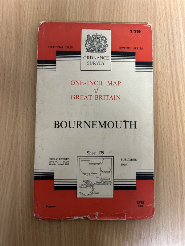 BOURNEMOUTH No 179 1960 Paper Seventh Series Ordnance Survey One Inch Map Poole