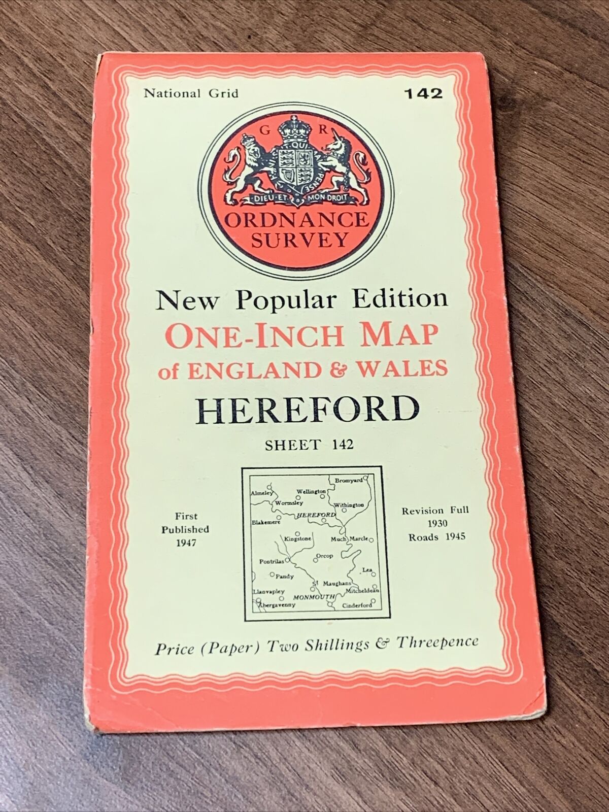 HEREFORD Ordnance Survey 6th Series 1-inch 1947 Sheet 142 Monmouth River Wye