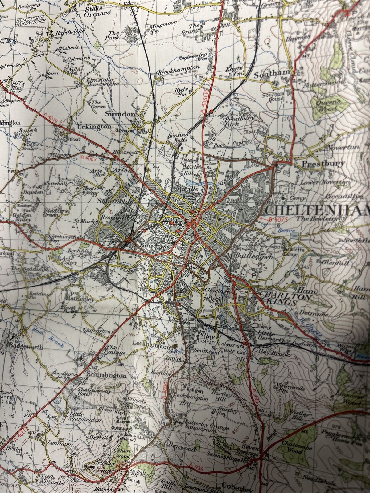 CHELTENHAM & EVESHAM Ordnance Survey Seventh Series CLOTH Map 1953 Sheet 144