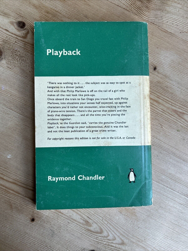 PLAYBACK Raymond Chandler Penguin Book Green Crime 1961 No 1608