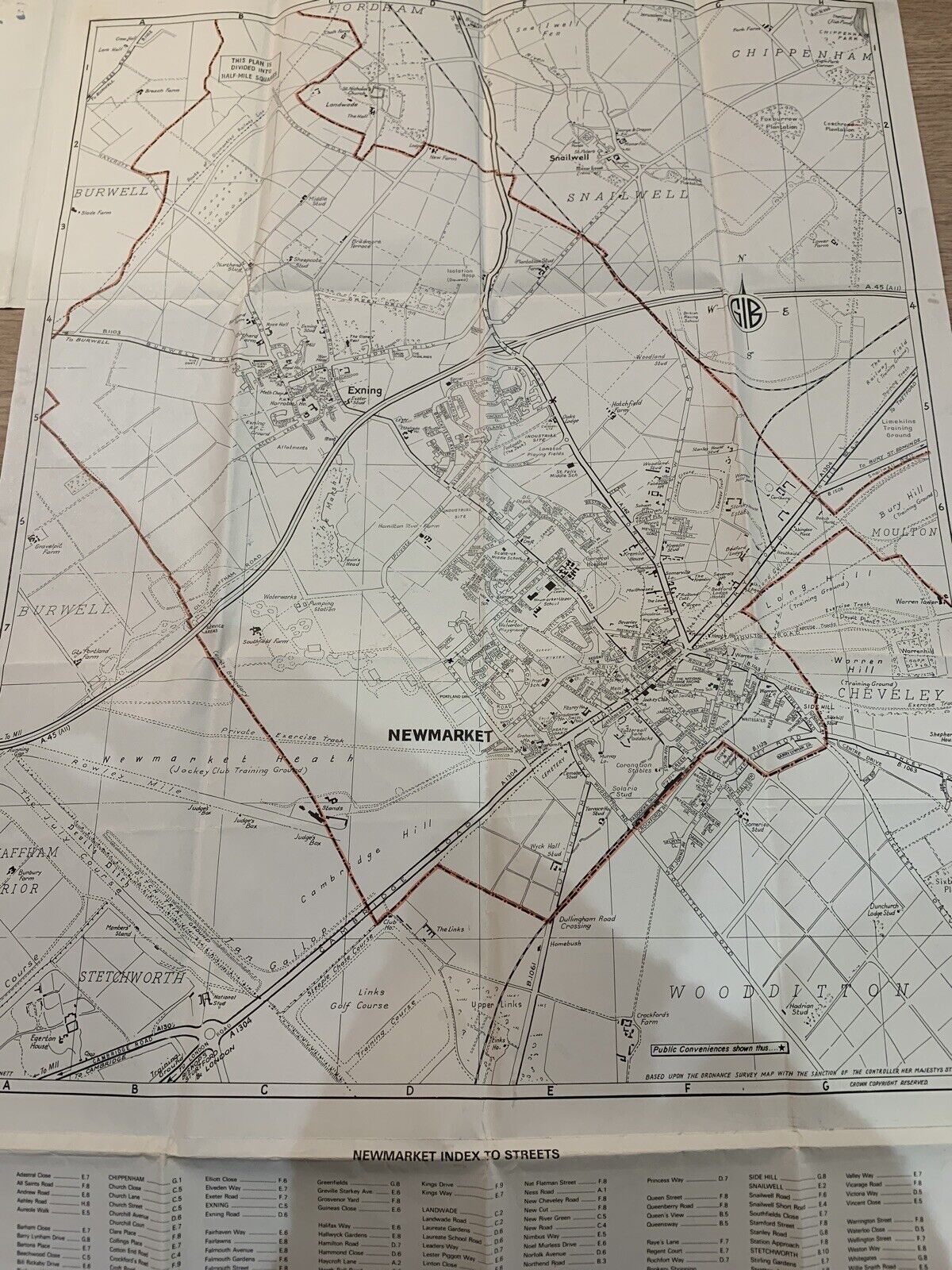 Newmarket - Garnett Map - Exning Snailwell Burwell Lakenheath 1970s? 