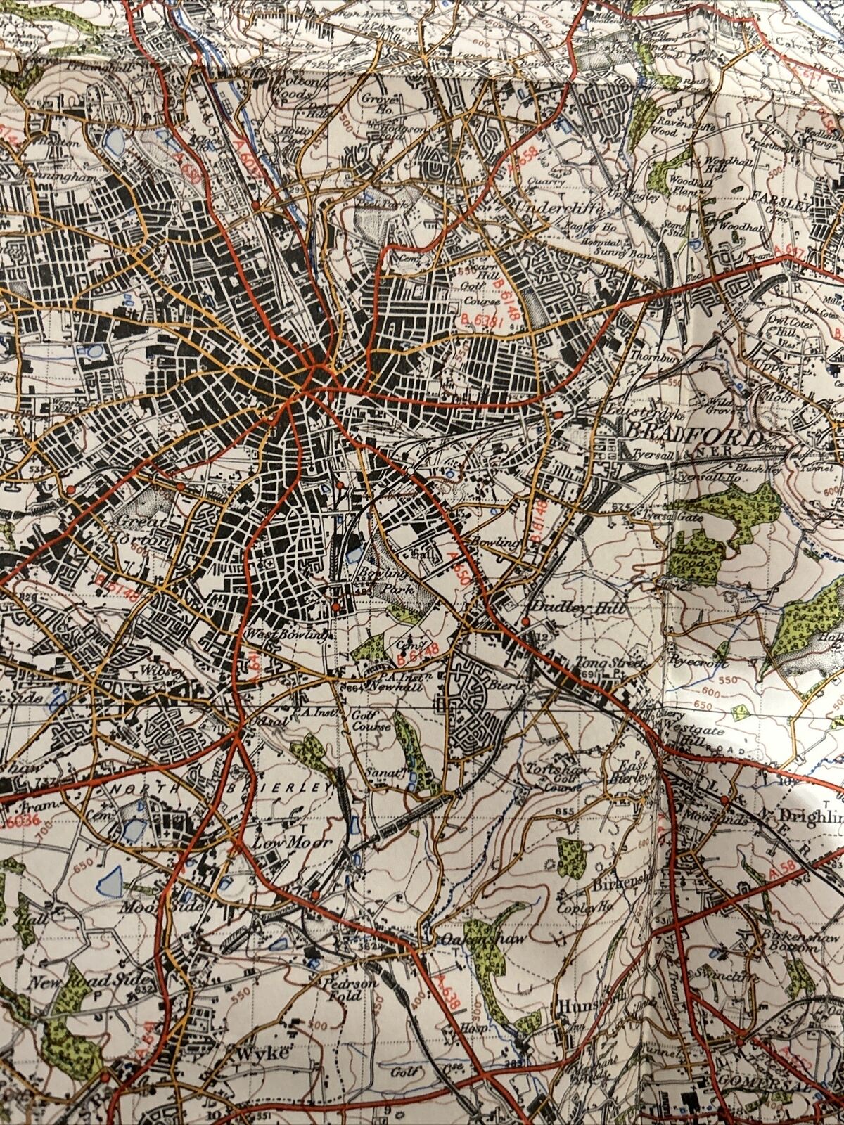 LEEDS & BRADFORD Ordnance Survey Map One Inch 1947 Sheet 96 Paper Sixth Edition