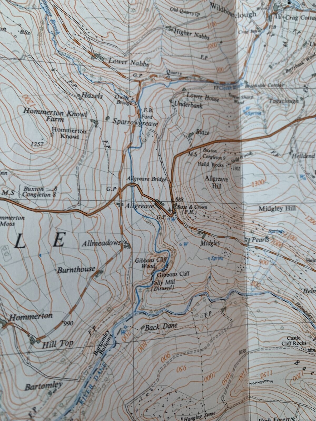 Bosley Ordnance Survey 1:25000 First Series Sheet SJ 96 1958 Rushton Danebridge