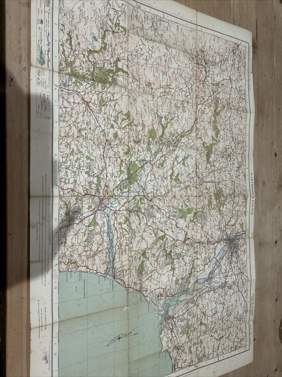 DARTMOOR & EXETER No 138 Ordnance Survey Popular One Inch Cloth Map 1919