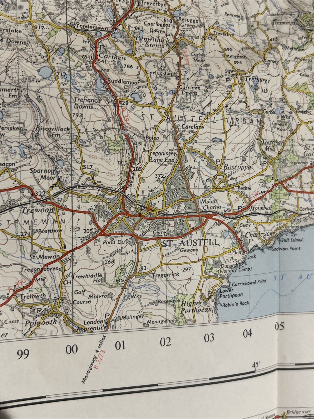 NEWQUAY & PADSTOW Ordnance Survey Paper Map 1961 Seventh Series No 185 Bodmin