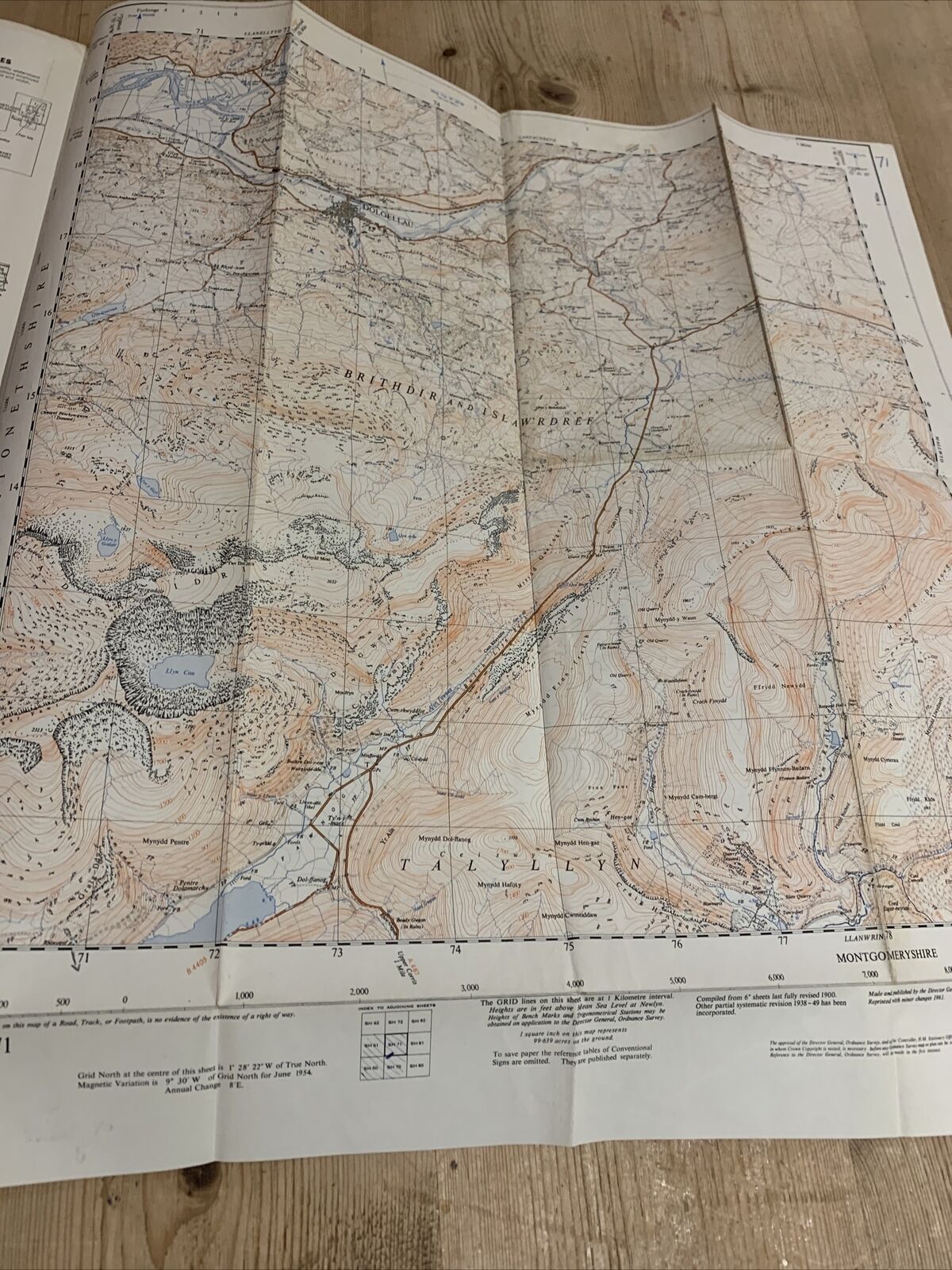 DOLGELLAU Ordnance Survey 2 And A Half Inch Map 1:25000 1954 Sheet SH71 Brithdir