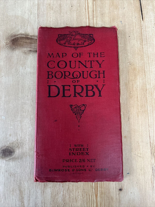 DERBY Map Of The County Borough - Bemrose 1921 Cloth Osmaston Chaddesden