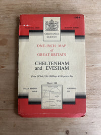 CHELTENHAM & EVESHAM Ordnance Survey CLOTH Seventh Series Map One In 1953 Sh 144