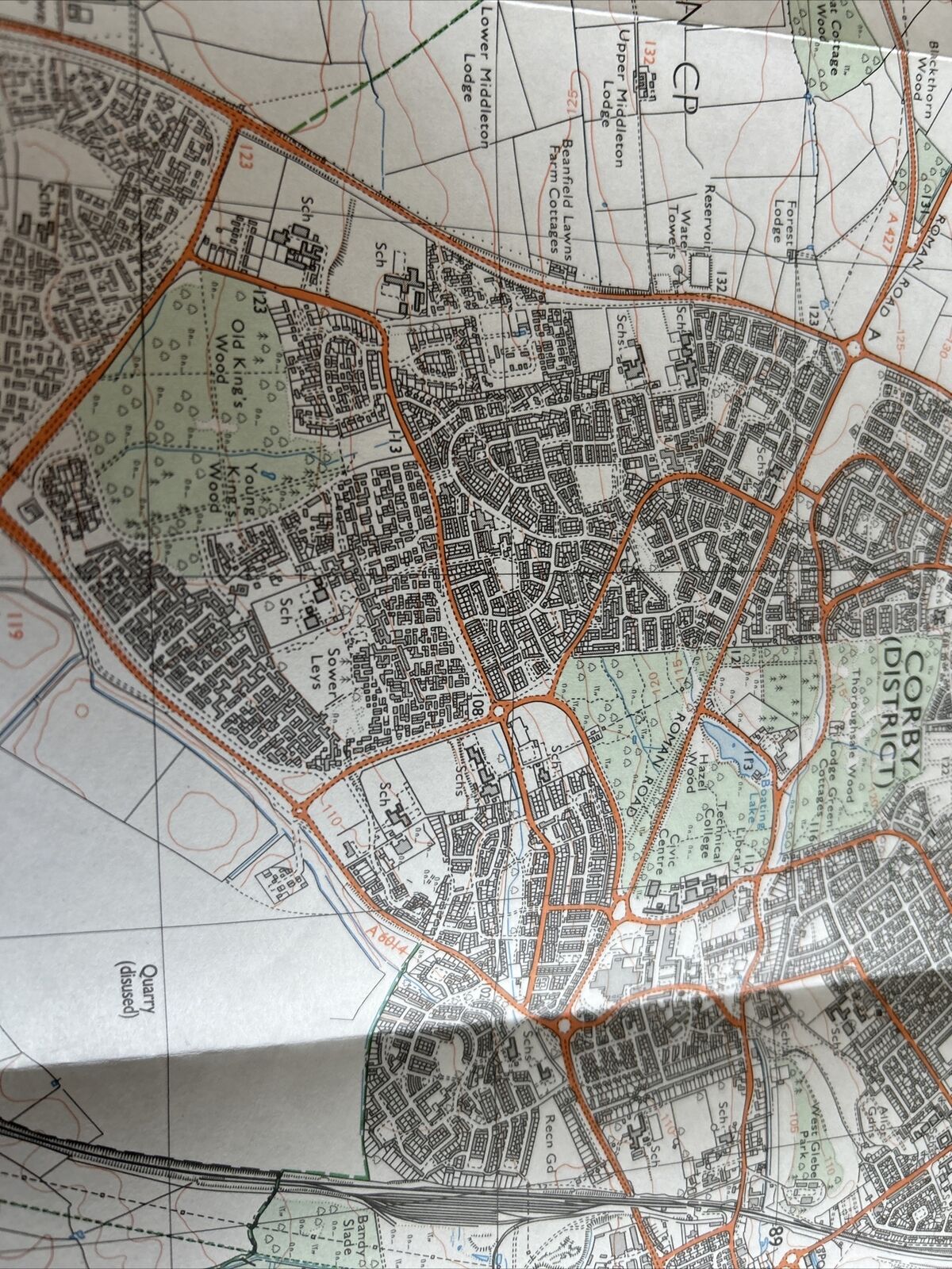 CORBY Brigstock Lowick Rothwell Ordnance Survey Pathfinder Map 938 SP88/98 1989