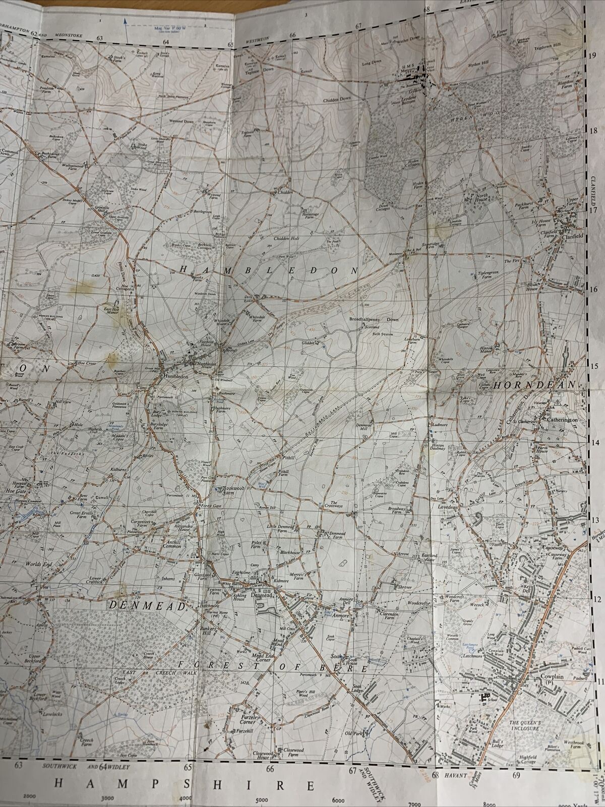 HAMBLEDON Ordnance Survey 1:25000 First Series 1963 SU61 Hampshire