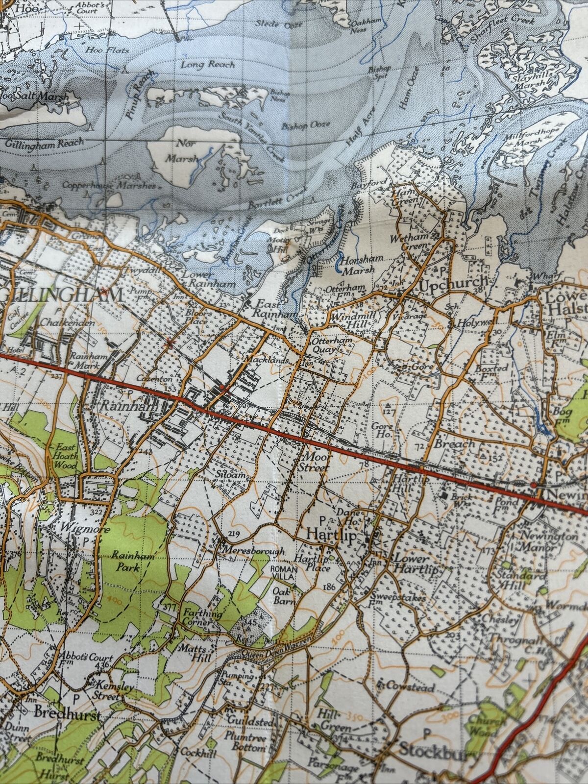 CHATHAM & MAIDSTONE Ordnance Survey Cloth Sixth Series One inch 1940 Sheet 172