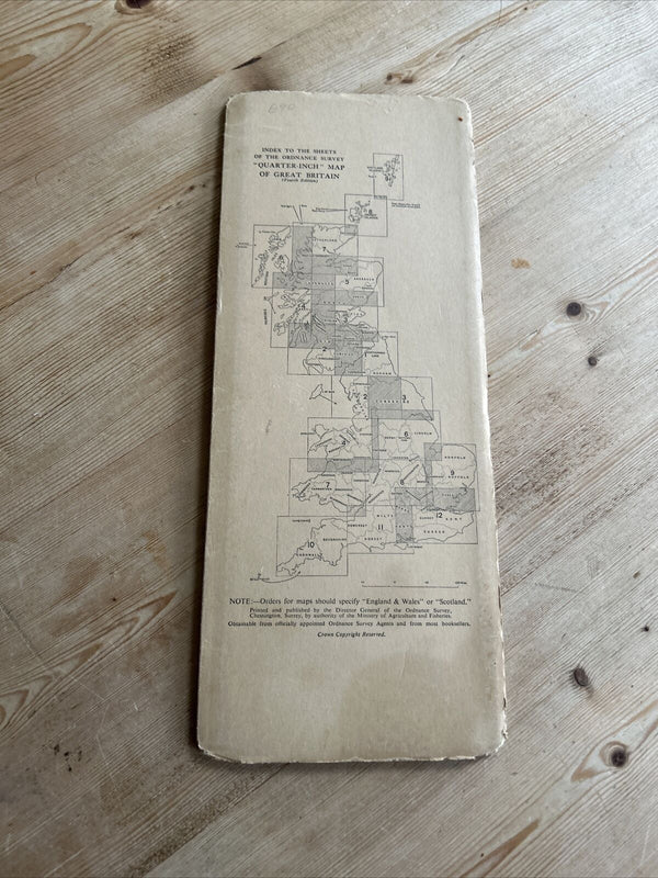 ENGLAND SOUTH Ordnance Survey CLOTH Sheet 11 Quarter Inch Map 4th Edition 1945