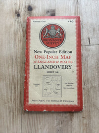 LLANDOVERY Ordnance Survey Paper One Inch Map 1947 Sixth Edition Sheet 140