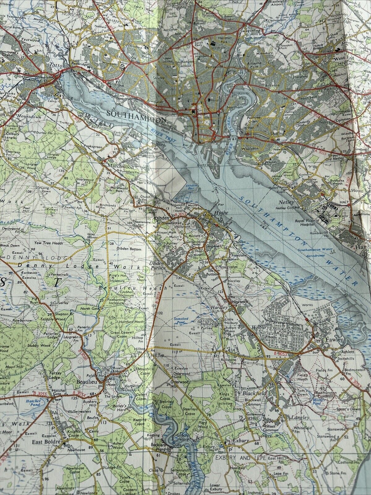 THE SOLENT Ordnance Survey CLOTH Seventh Series Map 1 Inch 1960 Sheet 180 Wight