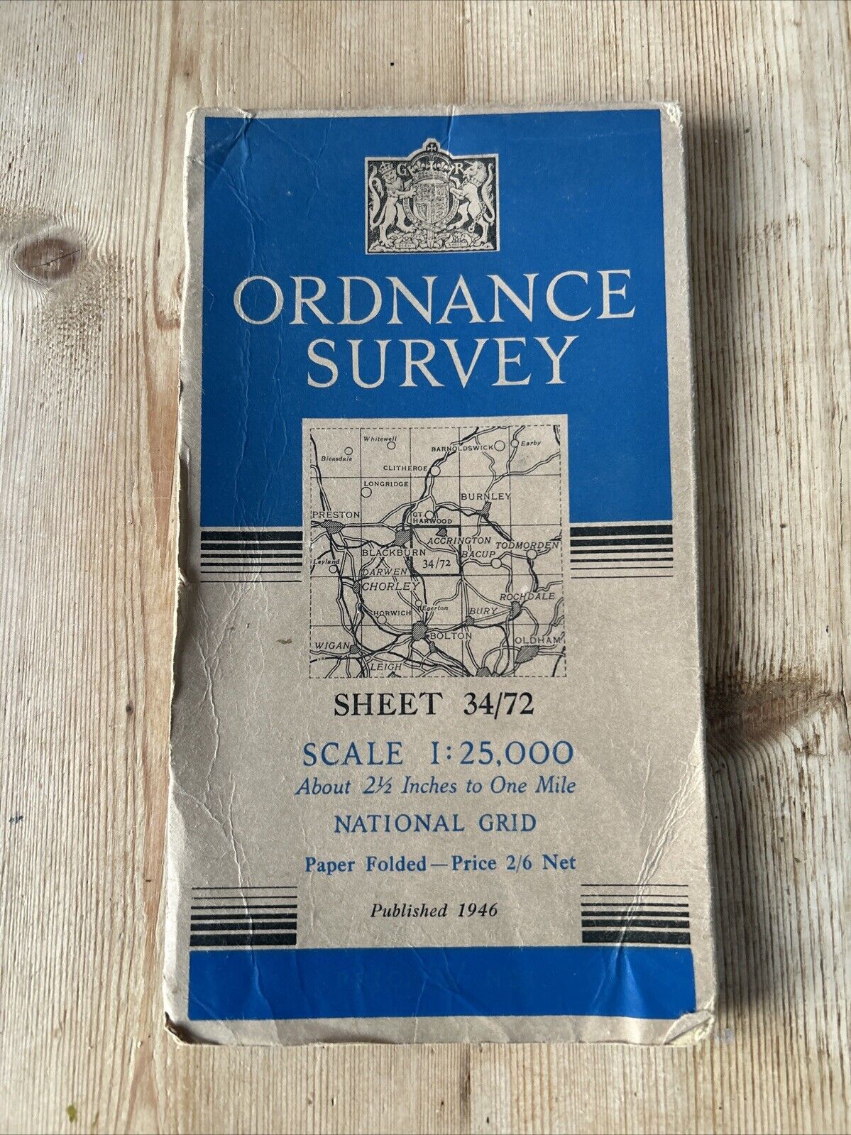 ACCRINGTON HASLINGDEN Ordnance Survey Sheet 34/72 1:25000 1946 Oswaldthwistle