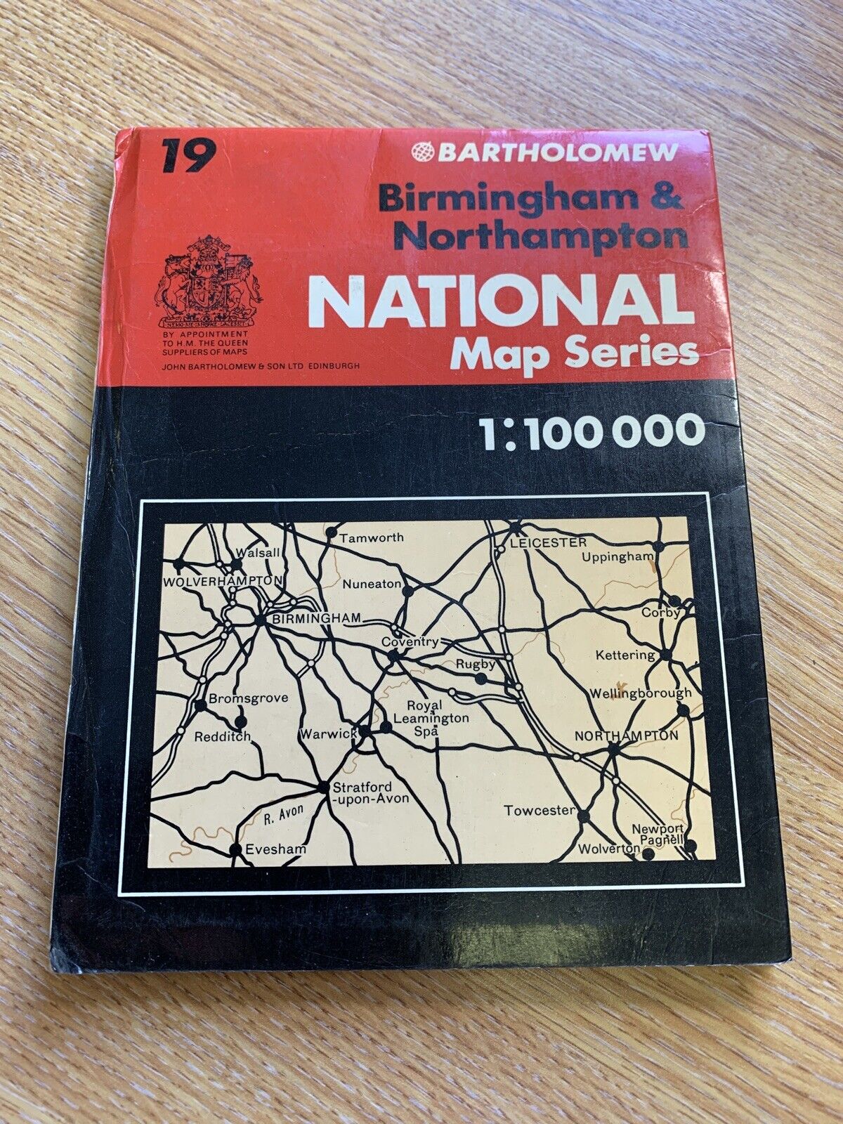 Birmingham Northampton Coventry -Bartholomew National Series Map No 19 - 1975