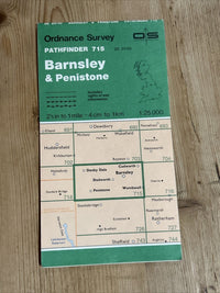 BARNSLEY & PENISTONE Ordnance Survey Pathfinder Map 715 1988 SE20/30