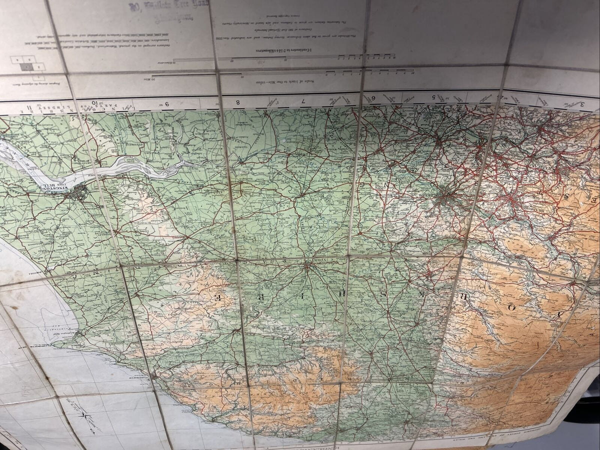 ENGLAND NORTH EAST Ordnance Survey Cloth Quarter Inch Map 1921 Sheet 3 Dissected