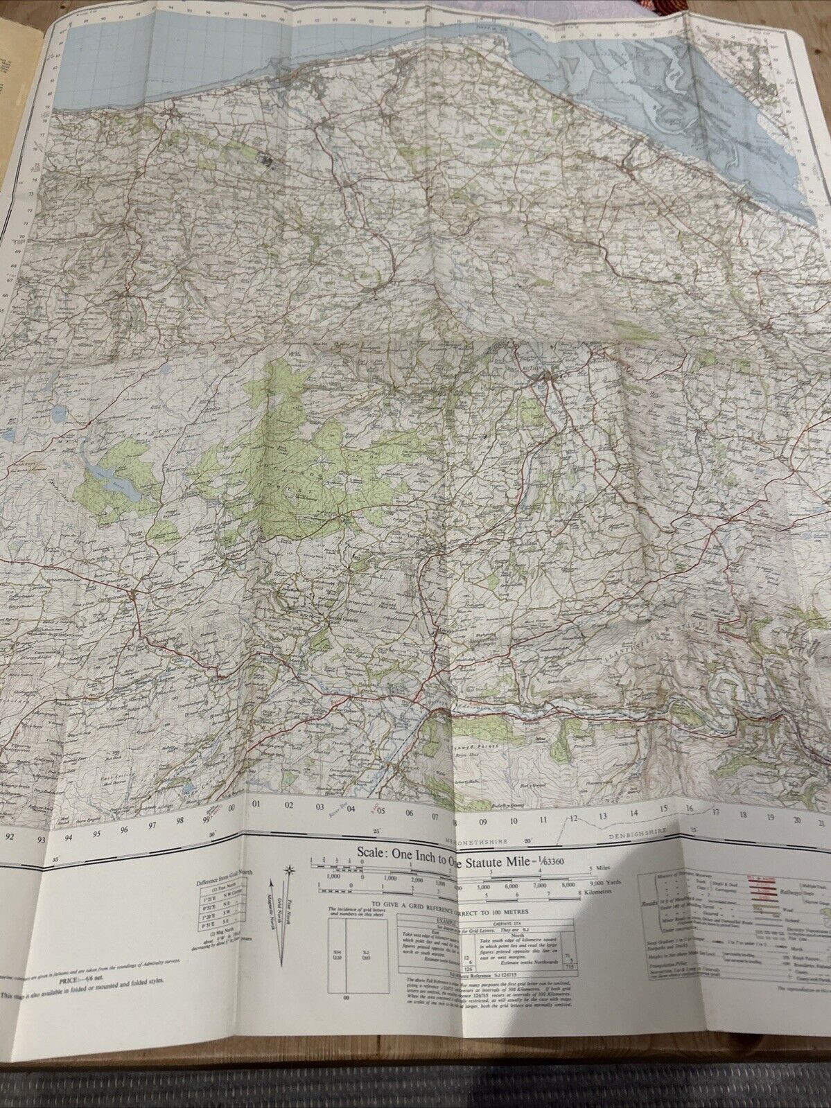 DENBIGH Ordnance Survey Seventh Series Paper One inch 1961 Sheet 108 The Alarm