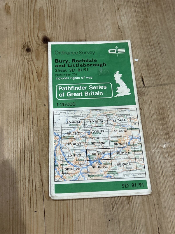 BURY ROCHDALE & LITTLEBOROUGH Pathfinder SD81/91 Ordnance Survey 1:25,000 1983