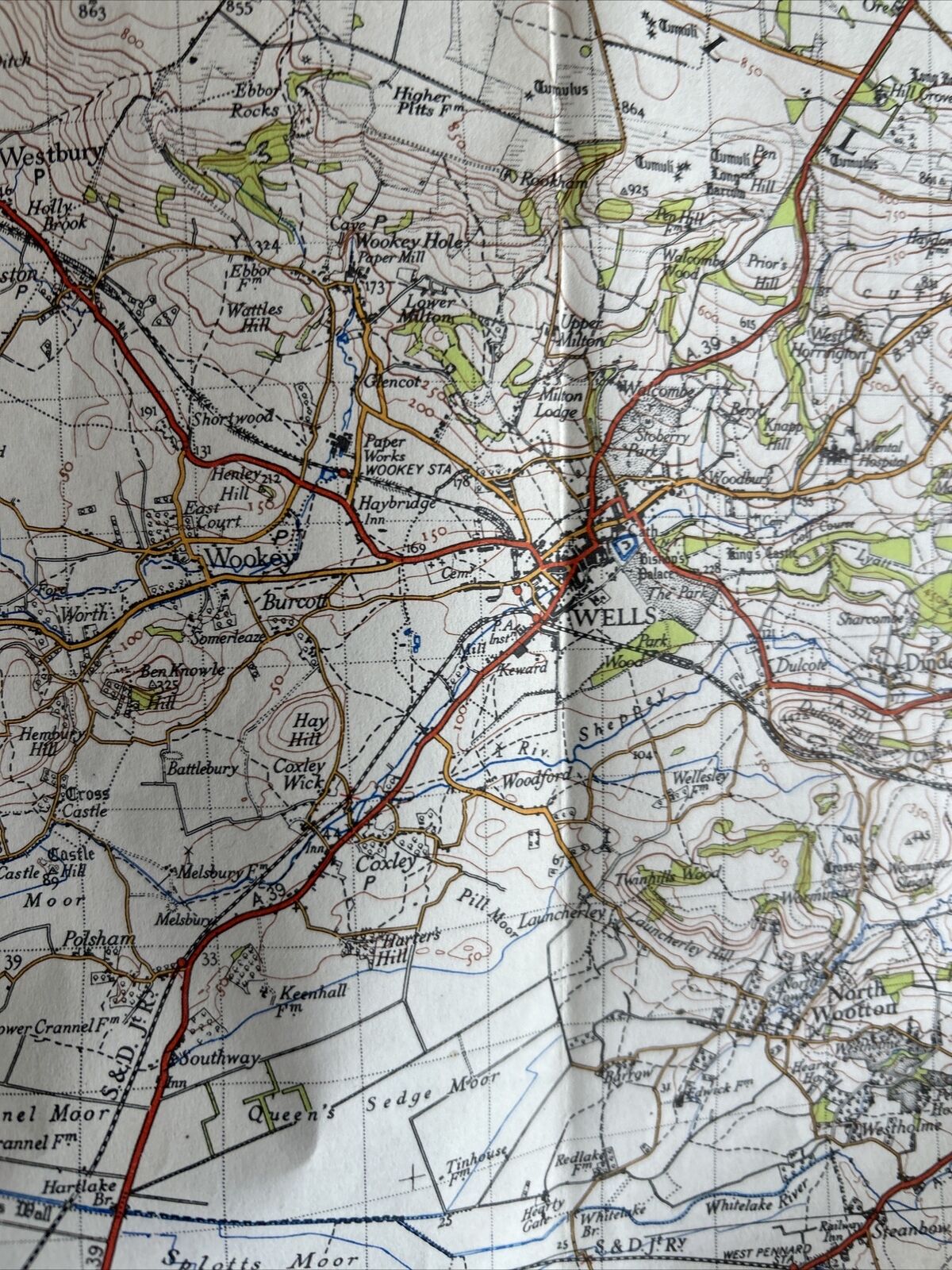 WESTON-SUPER-MARE Ordnance Survey Paper Map 1946 Sixth Series Sheet 165 Wells