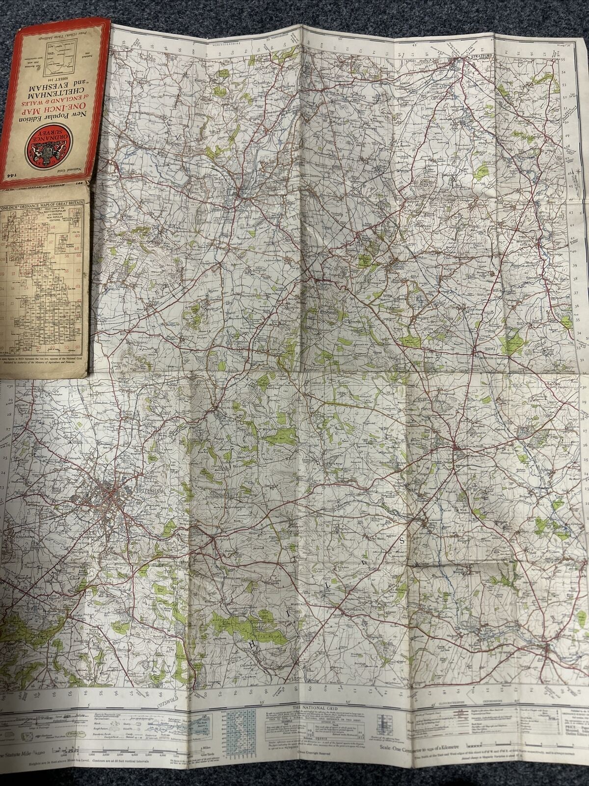 CHELTENHAM & EVESHAM Ordnance Survey CLOTH 6th Series 1946 Sheet 144 One Inch