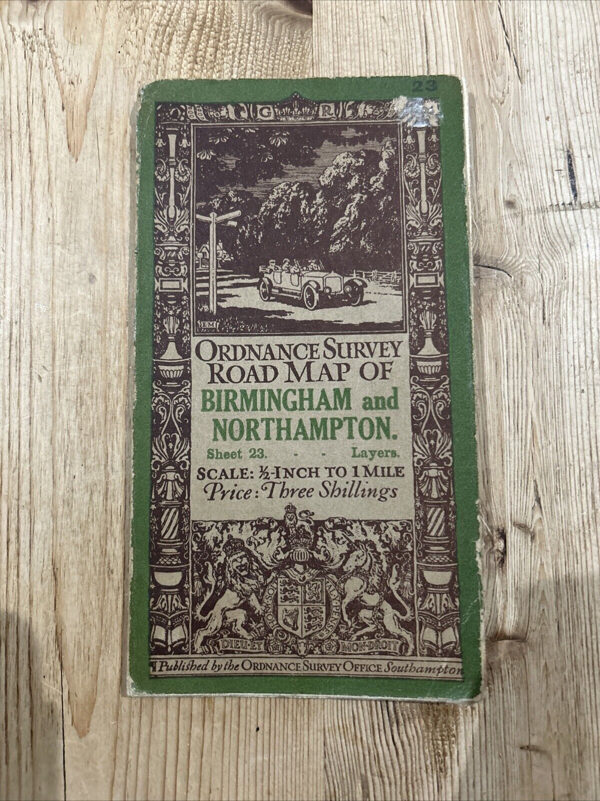 BIRMINGHAM LEAMINGTON & NORTHAMPTON No 23 Ordnance Survey Half Inch 1925 Cloth