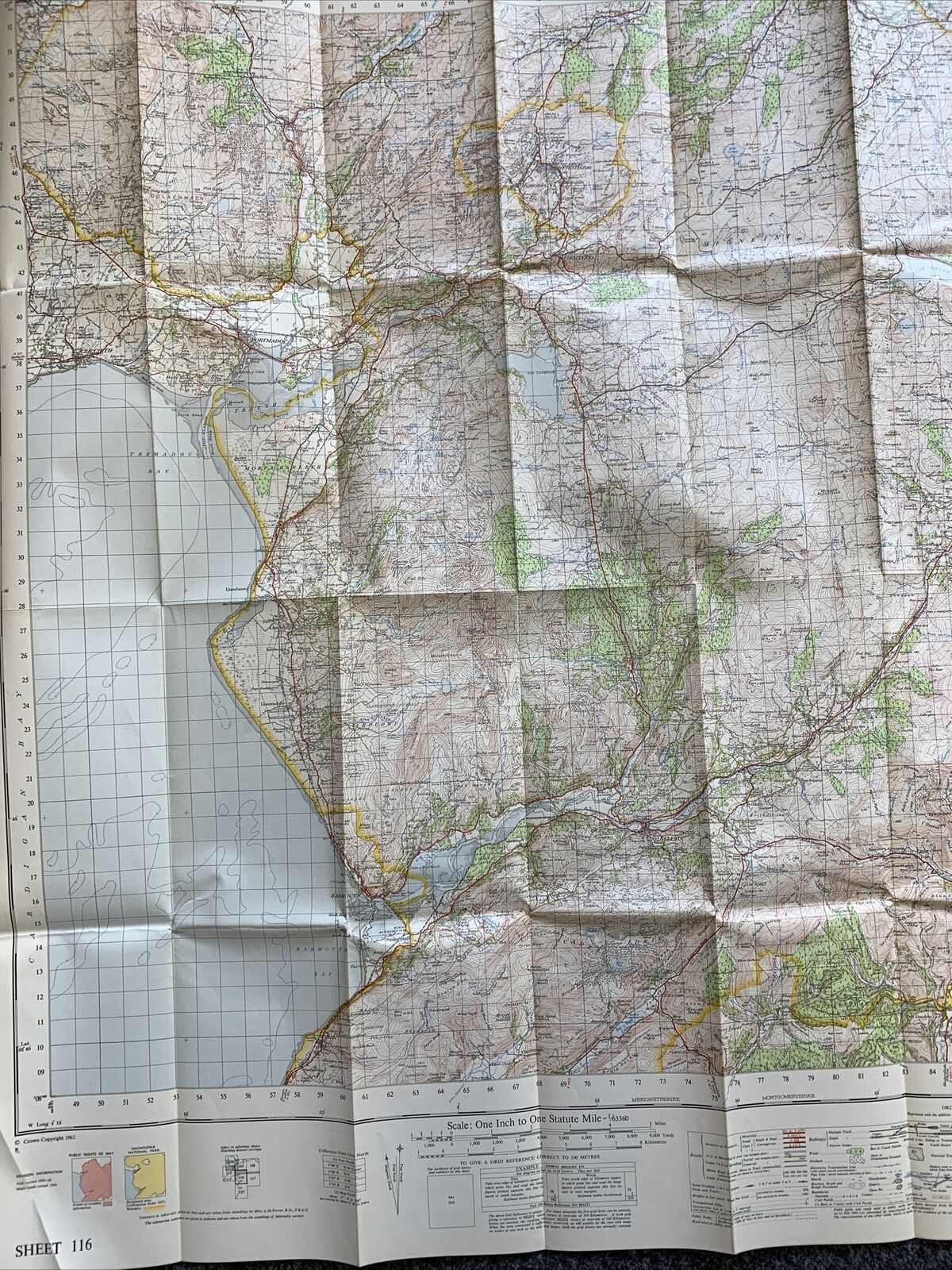 DOLGELLAU Ordnance Survey Map No 116 Seventh Ed 1962 Portmadoc Coed Y Brenin