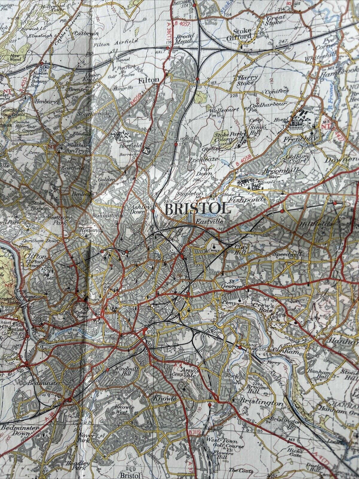 BRISTOL & STROUD Ordnance Survey CLOTH Seventh Series Map 1 Inch 1953 Sheet 156