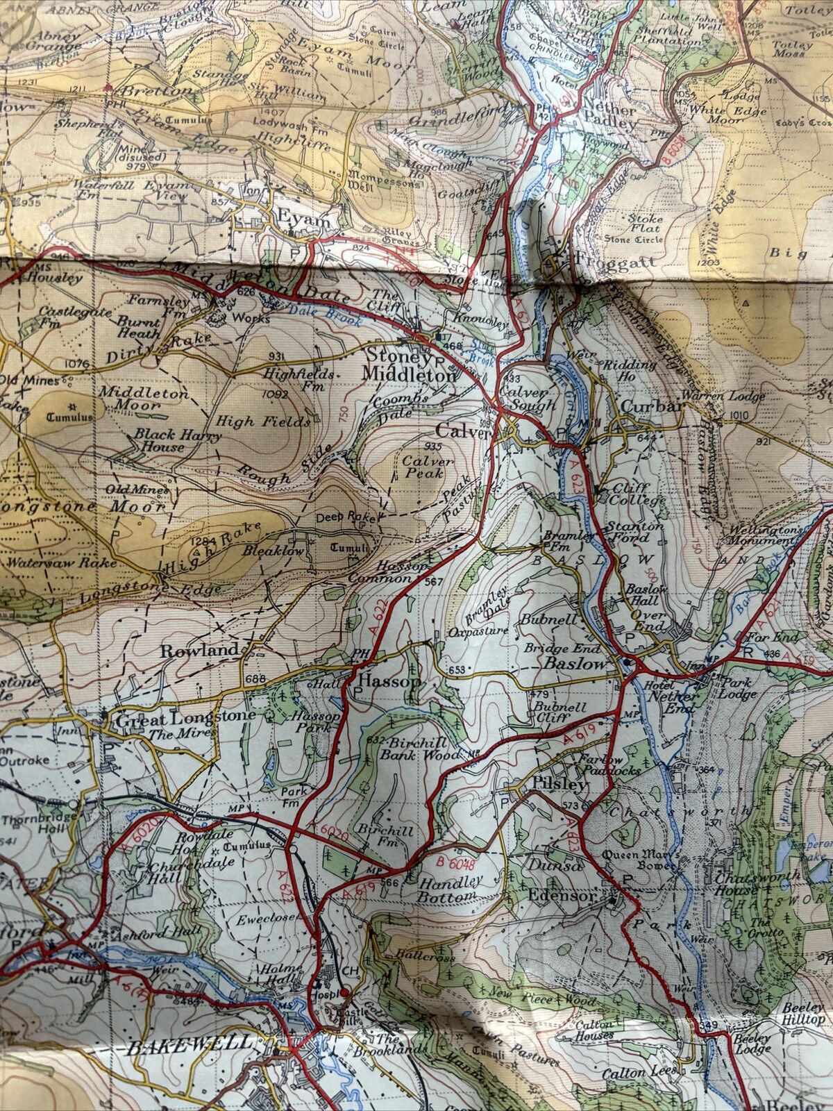 PEAK DISTRICT Ordnance Survey - One Inch Tourist Map 1963 New Mills Bakewell