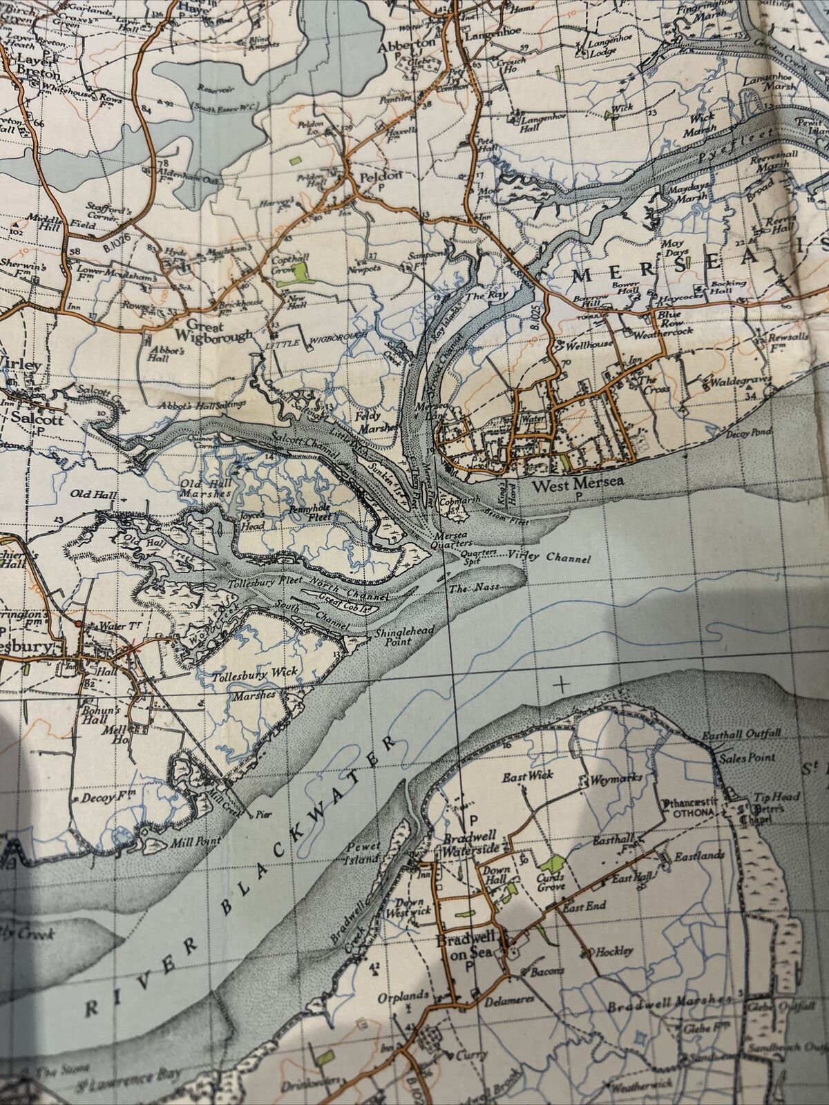 SOUTHEND ON SEA Ordnance Survey Cloth One Inch Map 1945 Sixth Edition Sheet 162