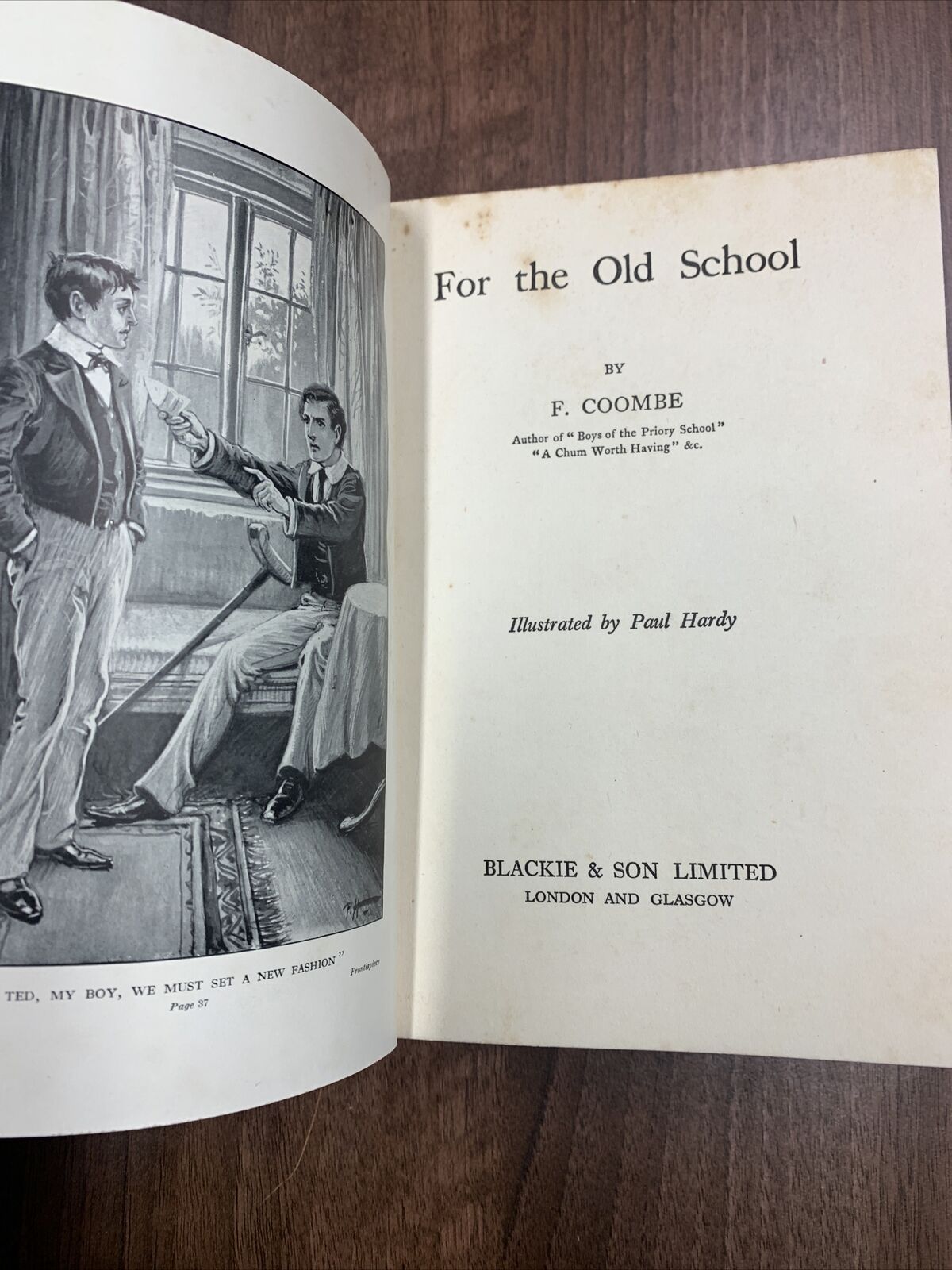 FOR THE OLD SCHOOL by C Coombe - Blackie hardback dust jacket 1938 