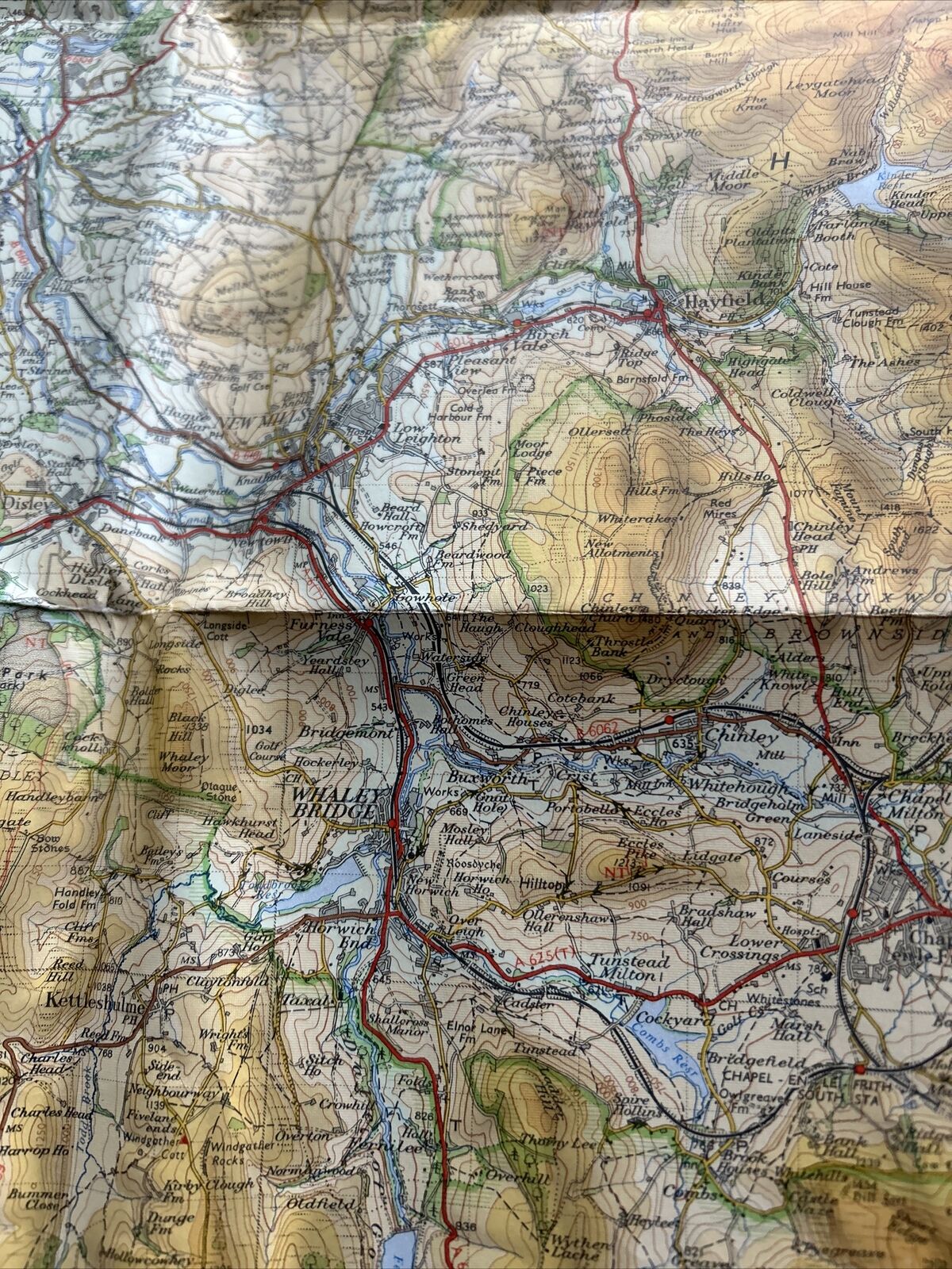 PEAK DISTRICT Ordnance Survey - One Inch Tourist Map 1963 New Mills Bakewell