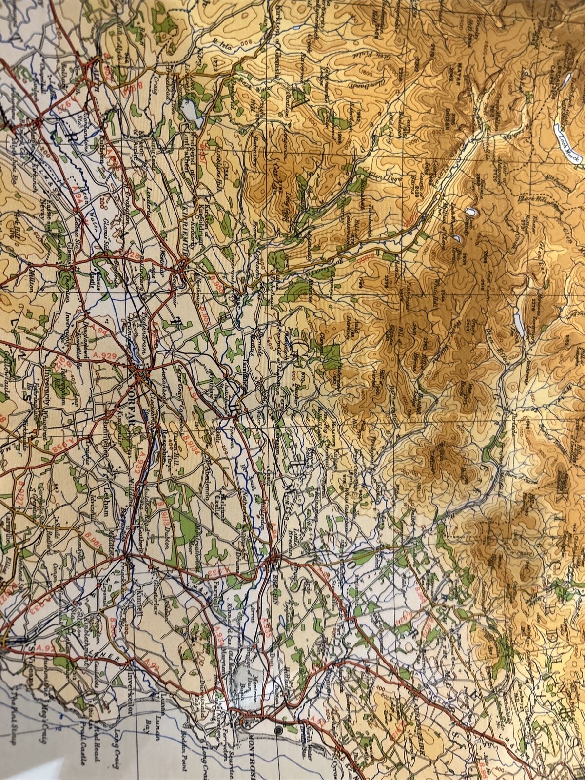 THE EASTERN HIGHLANDS 1946 Ordnance Survey CLOTH Sheet 5 Quarter Inch Map Dundee