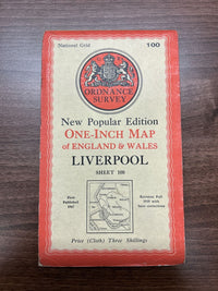 LIVERPOOL Ordnance Survey Cloth One Inch Map 1947 Sixth Edition Sheet 100 Widnes