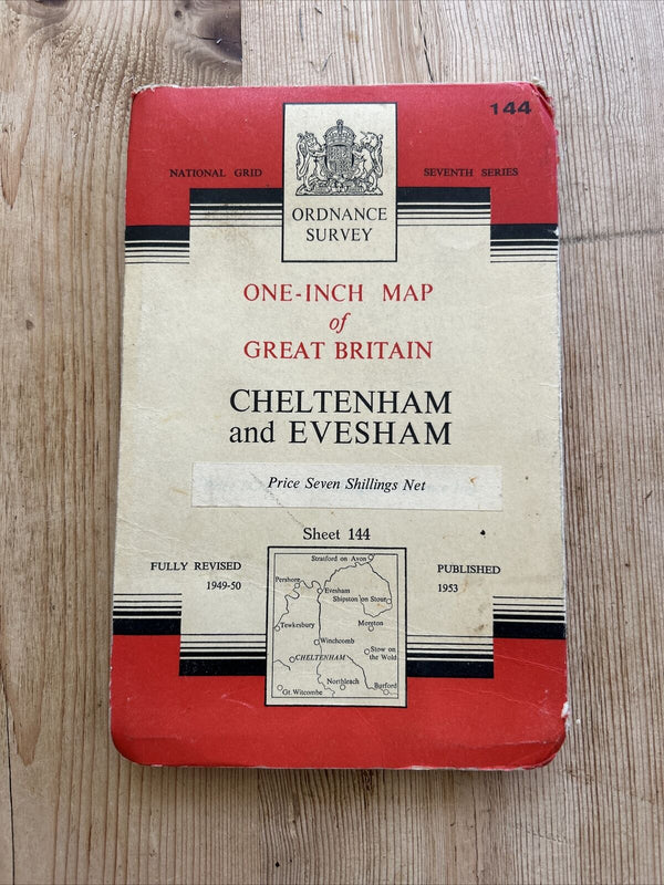 CHELTENHAM EVESHAM Ordnance Survey Seventh Series CLOTH One inch 1953 Sheet 144