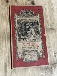 ST DAVIDS & CARDIGAN Ordnance Survey Cloth One Inch Map 1923 No 88 Contoured