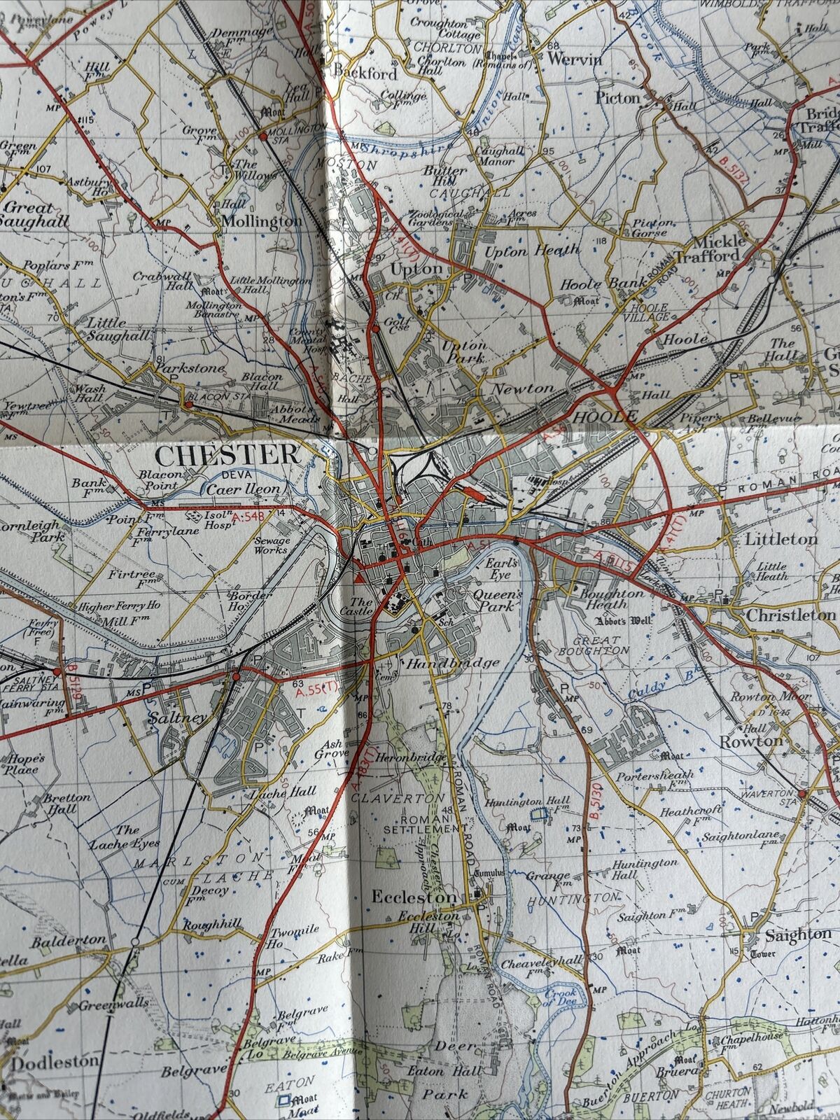 CHESTER Ordnance Survey Seventh Series Paper One inch 1952 Sheet 109 Wrexham