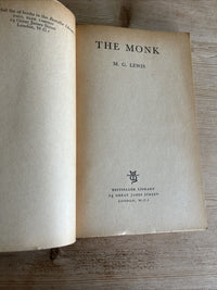 THE MONK M G Lewis - Bestseller Library Picture Cover 1960 Horror