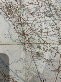 FLINT Ordnance Survey CLOTH 1908 Sheet 43 One Inch Wirral Rhyl Coloured Edition