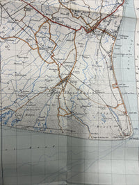 HASTINGS Ordnance Survey Cloth One Inch Map 1940 Sixth Edition Sheet 184 Rye