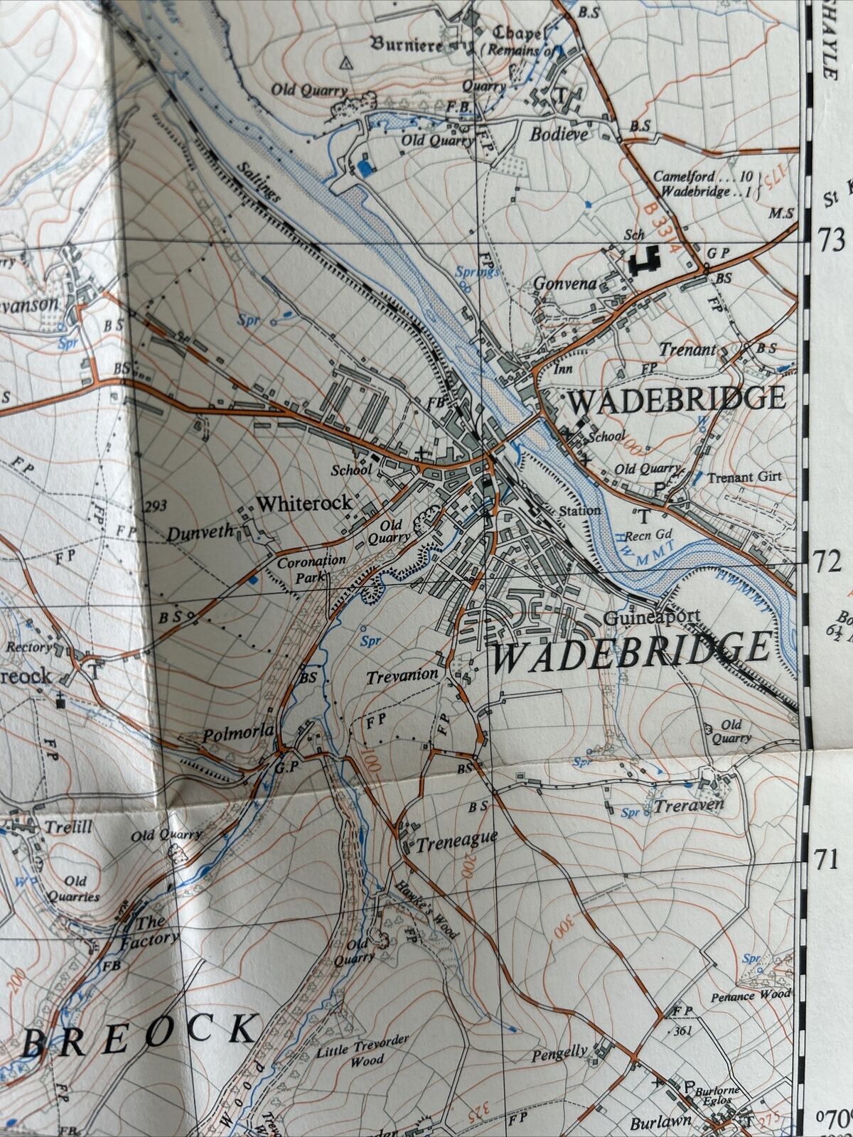 PADSTOW Cornwall Ordnance Survey Sheet SW97 Two & Half Inch MAP 1964 Wadebridge