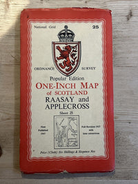 RAASAY & APPLECROSS Ordnance Survey CLOTH One Inch Sheet 25 Popular Edition 1947