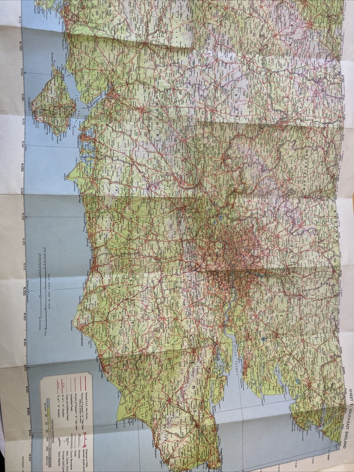 MIDLANDS AND EAST ANGLIA Sheet 3 Bartholomew RAC Sixth Inch Map - Paper