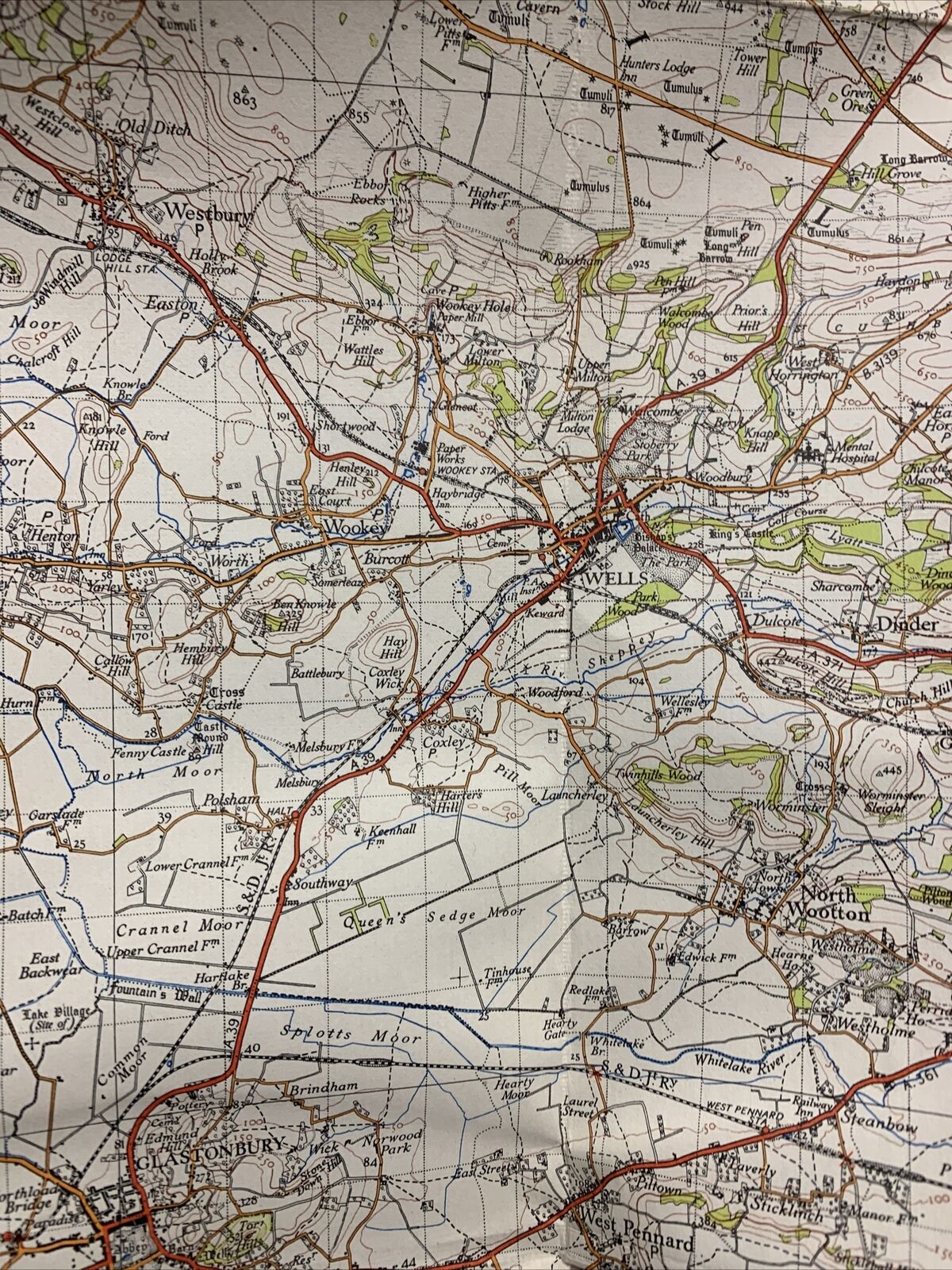 WESTON SUPER MARE Ordnance Survey CLOTH Map 1946 Sixth Series Sheet 182 Wells