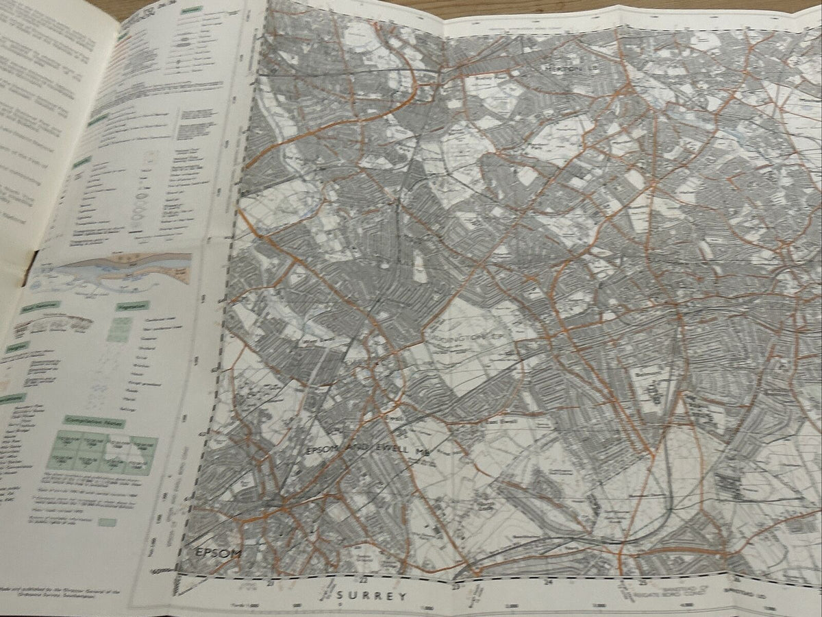 CROYDON Ordnance Survey Second Series 1:25,000 Map TQ26/36 1973 Merton Sutton